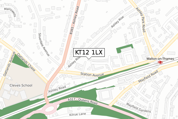 KT12 1LX map - large scale - OS Open Zoomstack (Ordnance Survey)