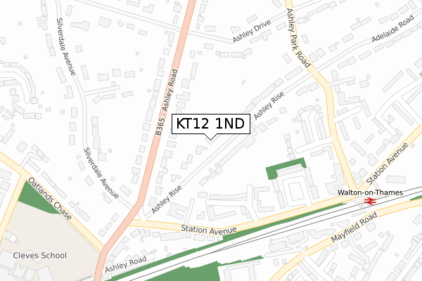 KT12 1ND map - large scale - OS Open Zoomstack (Ordnance Survey)