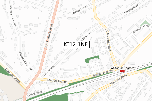 KT12 1NE map - large scale - OS Open Zoomstack (Ordnance Survey)