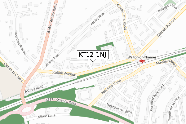 KT12 1NJ map - large scale - OS Open Zoomstack (Ordnance Survey)