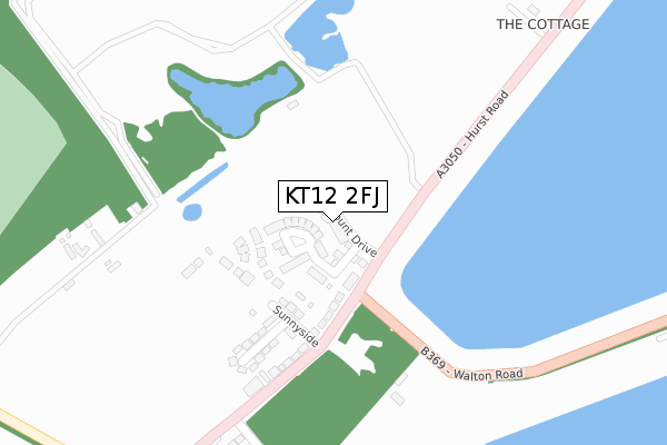 KT12 2FJ map - large scale - OS Open Zoomstack (Ordnance Survey)