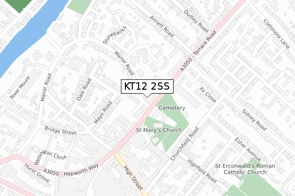 KT12 2SS map - large scale - OS Open Zoomstack (Ordnance Survey)