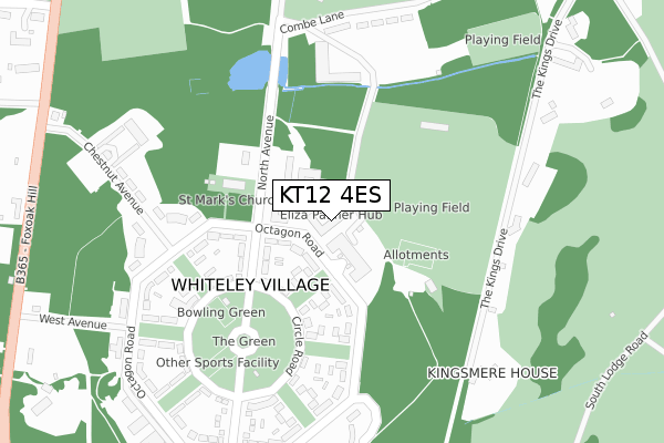 KT12 4ES map - large scale - OS Open Zoomstack (Ordnance Survey)
