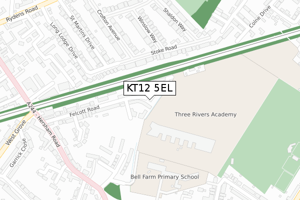KT12 5EL map - large scale - OS Open Zoomstack (Ordnance Survey)