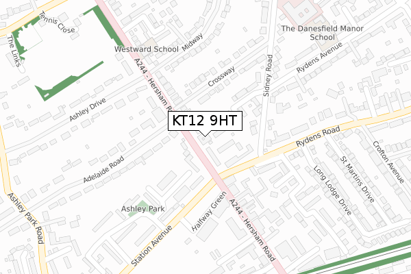 KT12 9HT map - large scale - OS Open Zoomstack (Ordnance Survey)