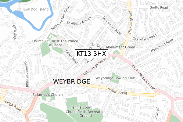 KT13 3HX map - large scale - OS Open Zoomstack (Ordnance Survey)