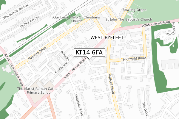 KT14 6FA map - large scale - OS Open Zoomstack (Ordnance Survey)