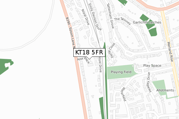 KT18 5FR map - large scale - OS Open Zoomstack (Ordnance Survey)