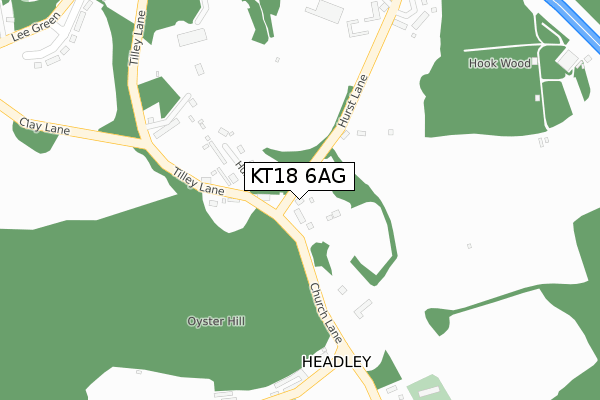 KT18 6AG map - large scale - OS Open Zoomstack (Ordnance Survey)