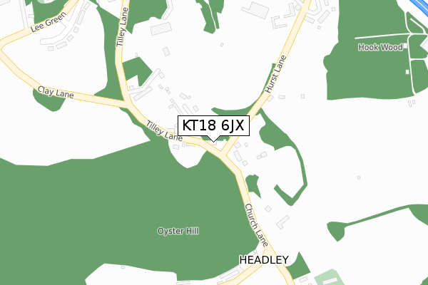 KT18 6JX map - large scale - OS Open Zoomstack (Ordnance Survey)