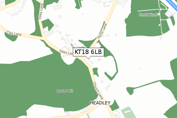 KT18 6LB map - large scale - OS Open Zoomstack (Ordnance Survey)