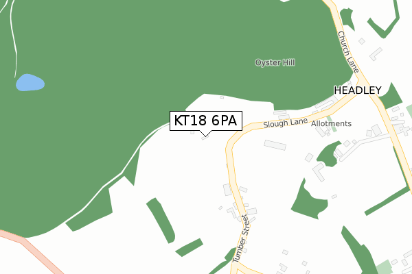 KT18 6PA map - large scale - OS Open Zoomstack (Ordnance Survey)