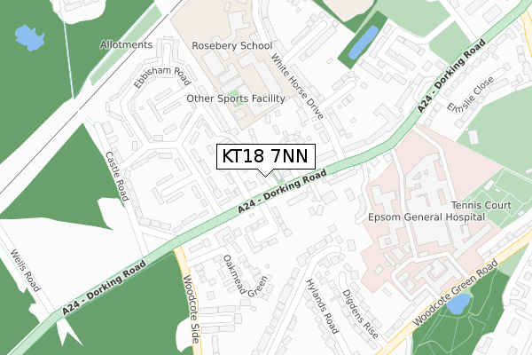 KT18 7NN map - large scale - OS Open Zoomstack (Ordnance Survey)