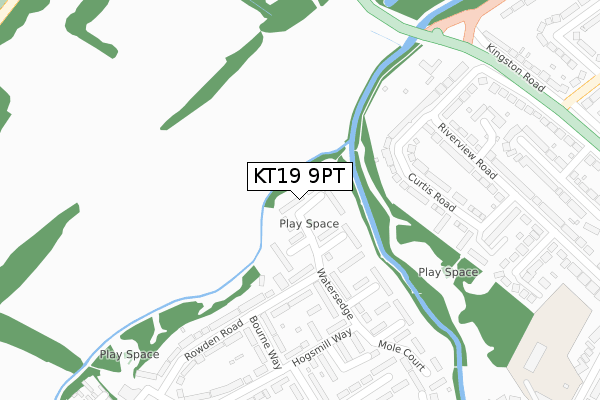 KT19 9PT map - large scale - OS Open Zoomstack (Ordnance Survey)