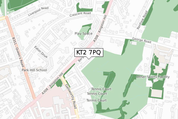 KT2 7PQ map - large scale - OS Open Zoomstack (Ordnance Survey)