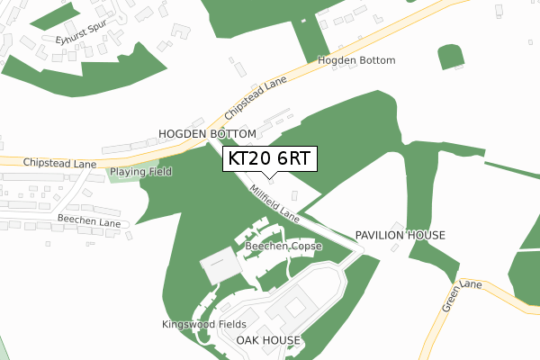 KT20 6RT map - large scale - OS Open Zoomstack (Ordnance Survey)