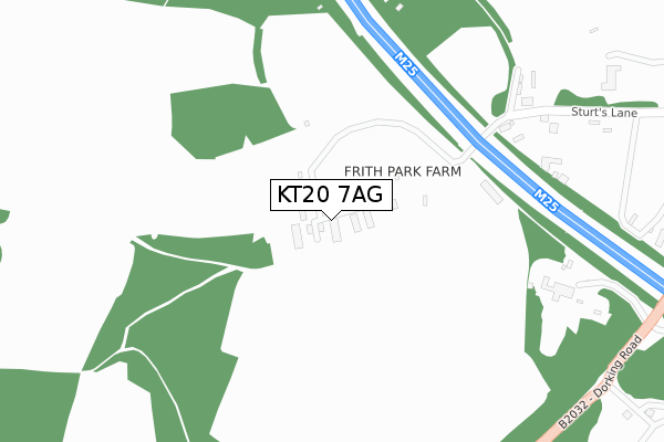 KT20 7AG map - large scale - OS Open Zoomstack (Ordnance Survey)