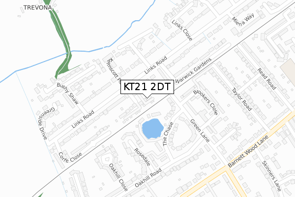 KT21 2DT map - large scale - OS Open Zoomstack (Ordnance Survey)