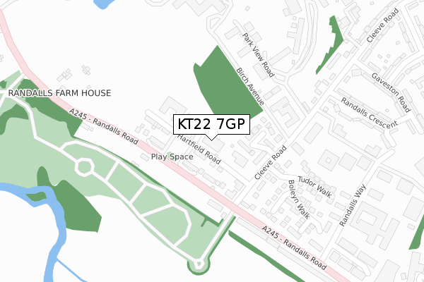 KT22 7GP map - large scale - OS Open Zoomstack (Ordnance Survey)