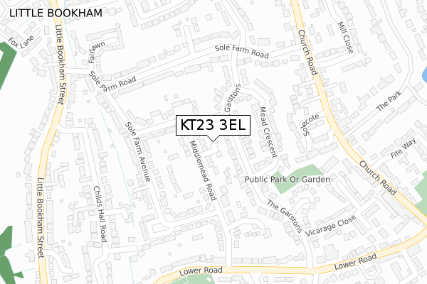 KT23 3EL map - large scale - OS Open Zoomstack (Ordnance Survey)