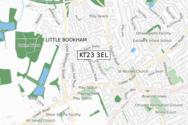 KT23 3EL map - small scale - OS Open Zoomstack (Ordnance Survey)