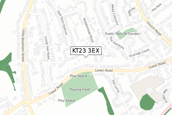 KT23 3EX map - large scale - OS Open Zoomstack (Ordnance Survey)