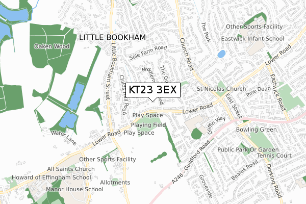 KT23 3EX map - small scale - OS Open Zoomstack (Ordnance Survey)