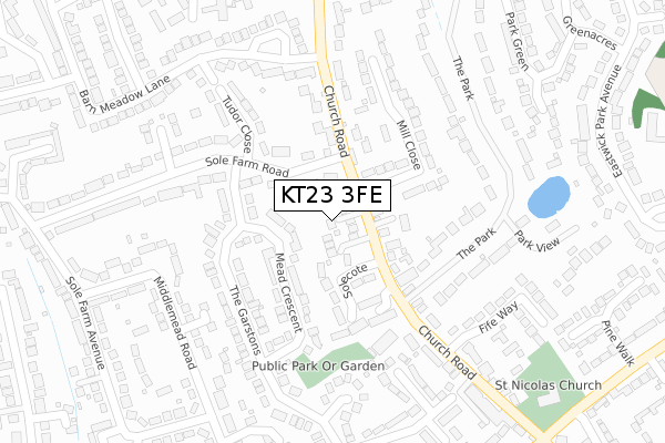 KT23 3FE map - large scale - OS Open Zoomstack (Ordnance Survey)