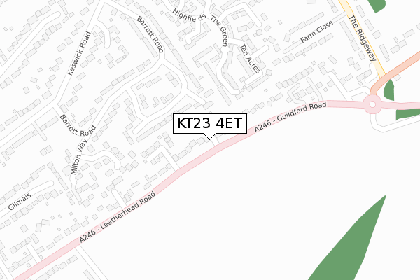 KT23 4ET map - large scale - OS Open Zoomstack (Ordnance Survey)