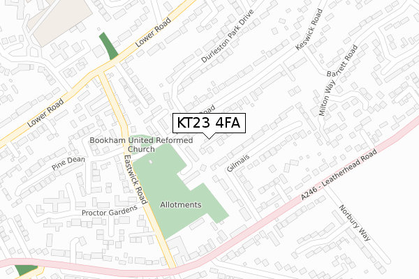 KT23 4FA map - large scale - OS Open Zoomstack (Ordnance Survey)