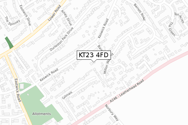 KT23 4FD map - large scale - OS Open Zoomstack (Ordnance Survey)