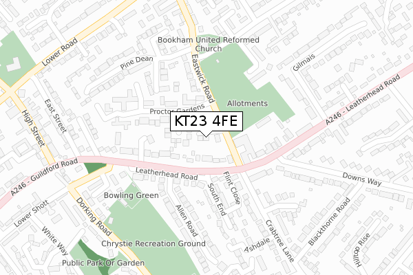 KT23 4FE map - large scale - OS Open Zoomstack (Ordnance Survey)