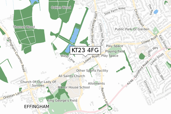 KT23 4FG map - small scale - OS Open Zoomstack (Ordnance Survey)