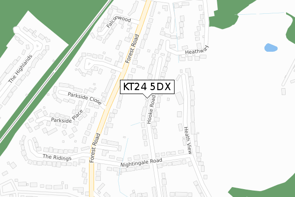 KT24 5DX map - large scale - OS Open Zoomstack (Ordnance Survey)