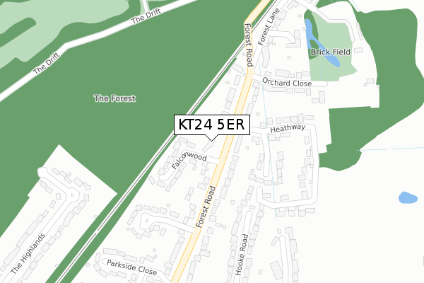 KT24 5ER map - large scale - OS Open Zoomstack (Ordnance Survey)