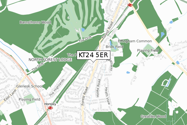 KT24 5ER map - small scale - OS Open Zoomstack (Ordnance Survey)