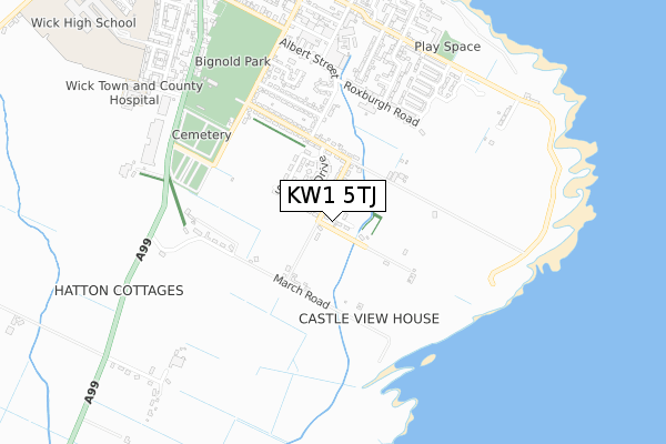 KW1 5TJ map - small scale - OS Open Zoomstack (Ordnance Survey)