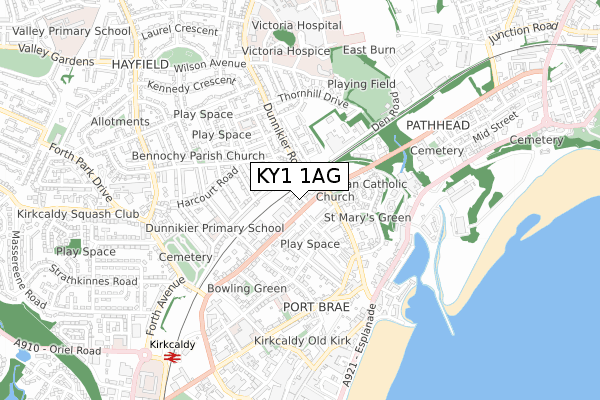 KY1 1AG map - small scale - OS Open Zoomstack (Ordnance Survey)