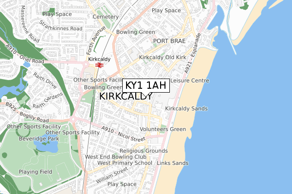 KY1 1AH map - small scale - OS Open Zoomstack (Ordnance Survey)