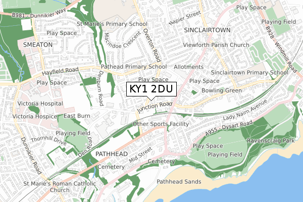 KY1 2DU map - small scale - OS Open Zoomstack (Ordnance Survey)