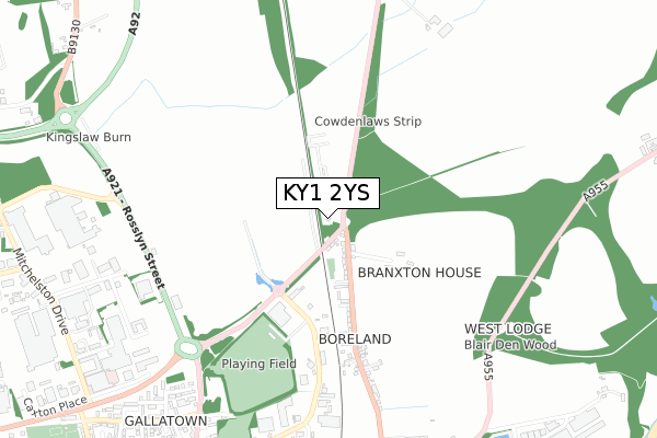 KY1 2YS map - small scale - OS Open Zoomstack (Ordnance Survey)