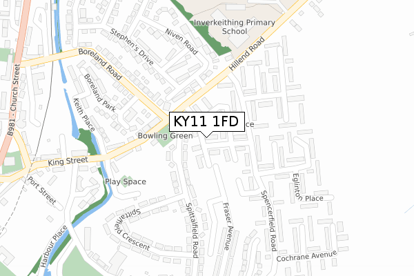 KY11 1FD map - large scale - OS Open Zoomstack (Ordnance Survey)