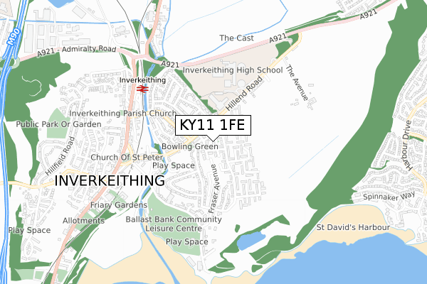 KY11 1FE map - small scale - OS Open Zoomstack (Ordnance Survey)