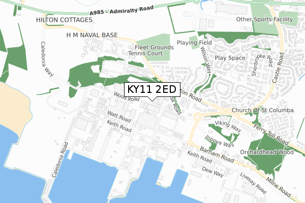 KY11 2ED map - small scale - OS Open Zoomstack (Ordnance Survey)