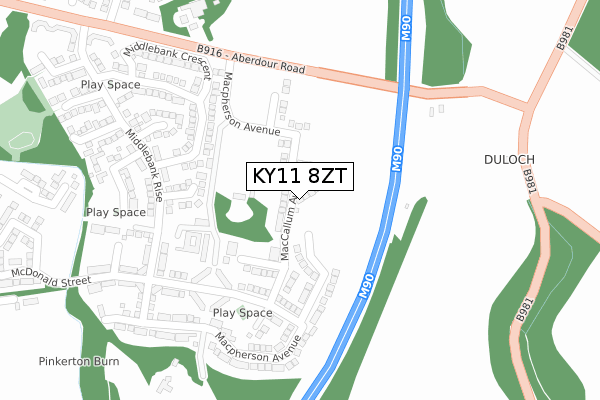 KY11 8ZT map - large scale - OS Open Zoomstack (Ordnance Survey)