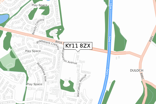 KY11 8ZX map - large scale - OS Open Zoomstack (Ordnance Survey)