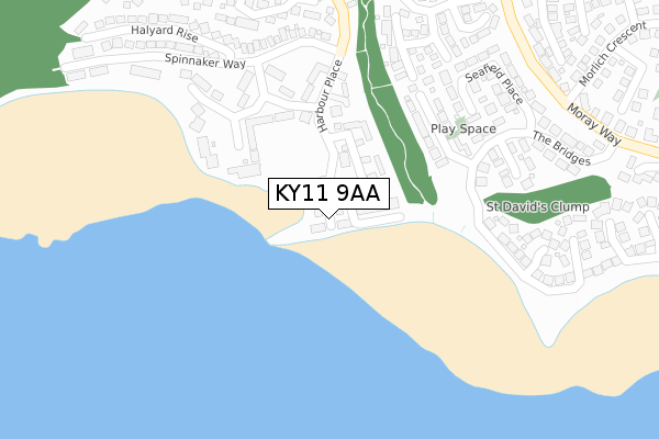 KY11 9AA map - large scale - OS Open Zoomstack (Ordnance Survey)