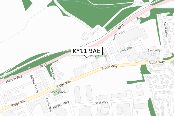 KY11 9AE map - large scale - OS Open Zoomstack (Ordnance Survey)