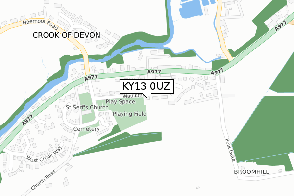 KY13 0UZ map - large scale - OS Open Zoomstack (Ordnance Survey)