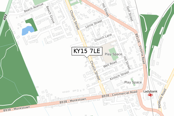 KY15 7LE map - large scale - OS Open Zoomstack (Ordnance Survey)